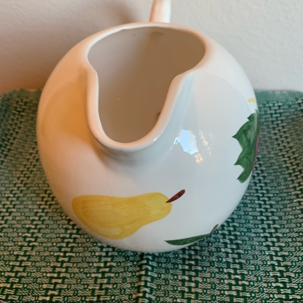 Vintage hand painted ceramic fruit pitcher country farmhouse kitchen decor - Picture 2 of 10